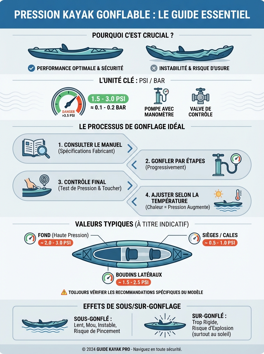 Infographie pression kayak gonflable