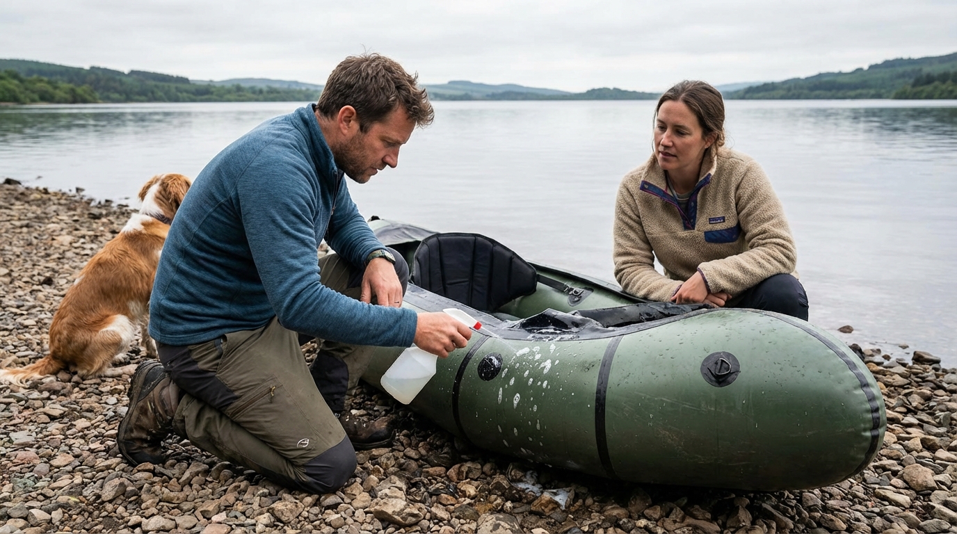 trouver fuite kayak gonflable en situation réelle